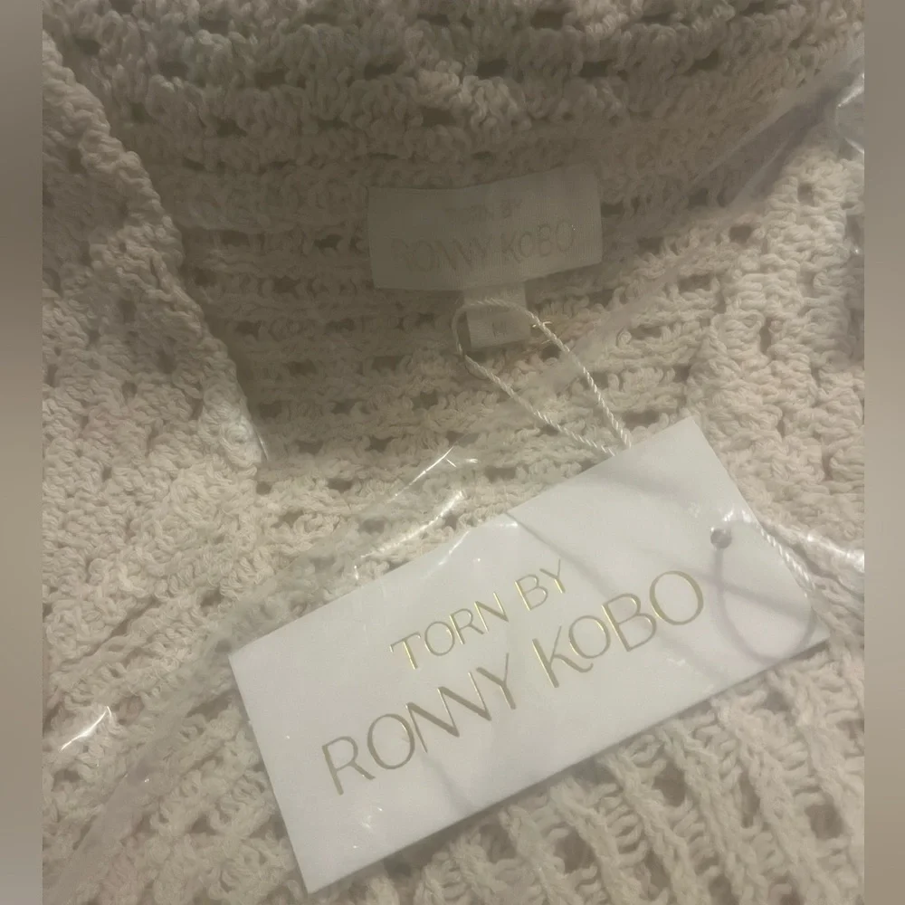NWT Torn By Ronny Kobo Nicole Open Crochet Top Cover Up Size M